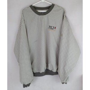 Vtg Carlyle Men's Green Plaid Pullover Windbreaker Jacket MCI Classics Golf XL